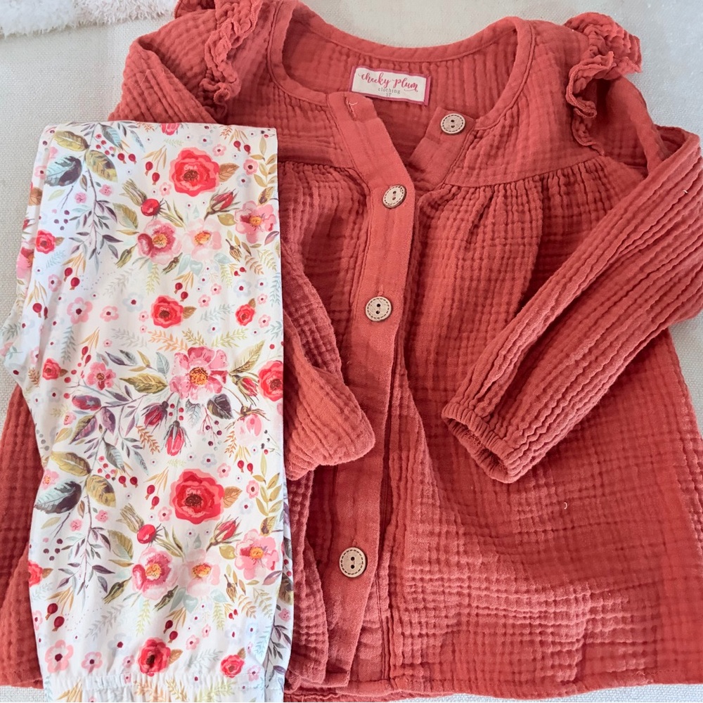 Cheeky Plum Coral and Floral Kids Matching Set